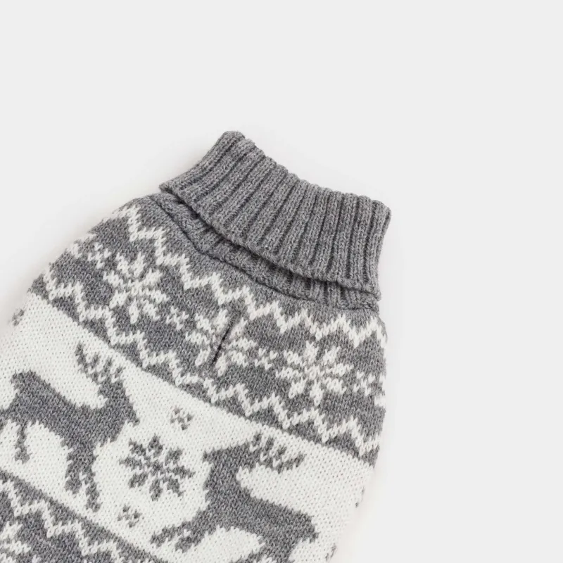 Свитер для животных,  акрил, серо-белый, Рождественский узор, Fashion pet, image-1