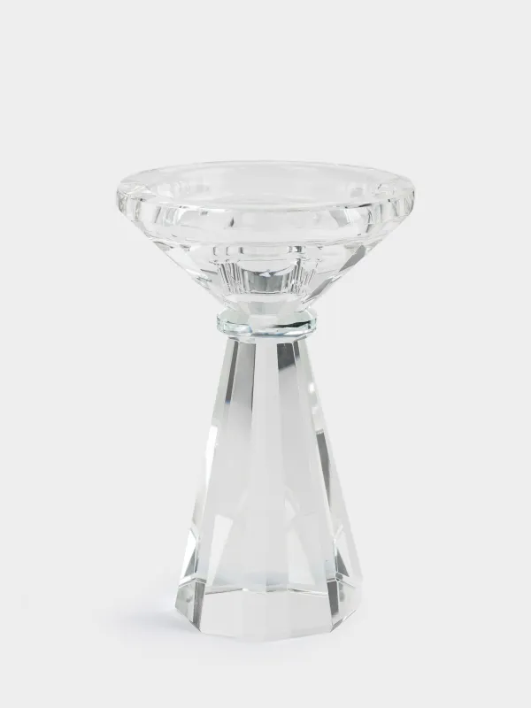 Подсвечник, 15 см, для цилиндрической/тонкой свечи, на ножке, кристальное стекло, Lux crystal, image-1