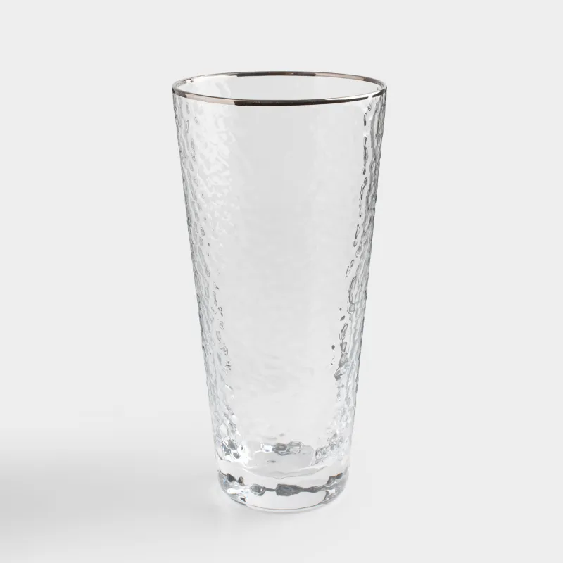 Стакан, 17 см, 450 мл, стекло, с серебристым кантом, Ripply silver