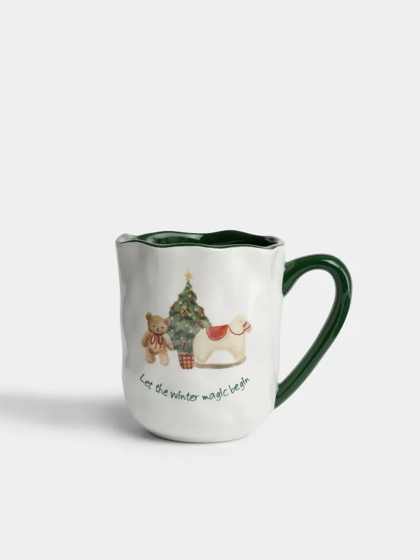 Кружка, 560 мл, Мишка и овечка с елкой, Christmas green, image-0