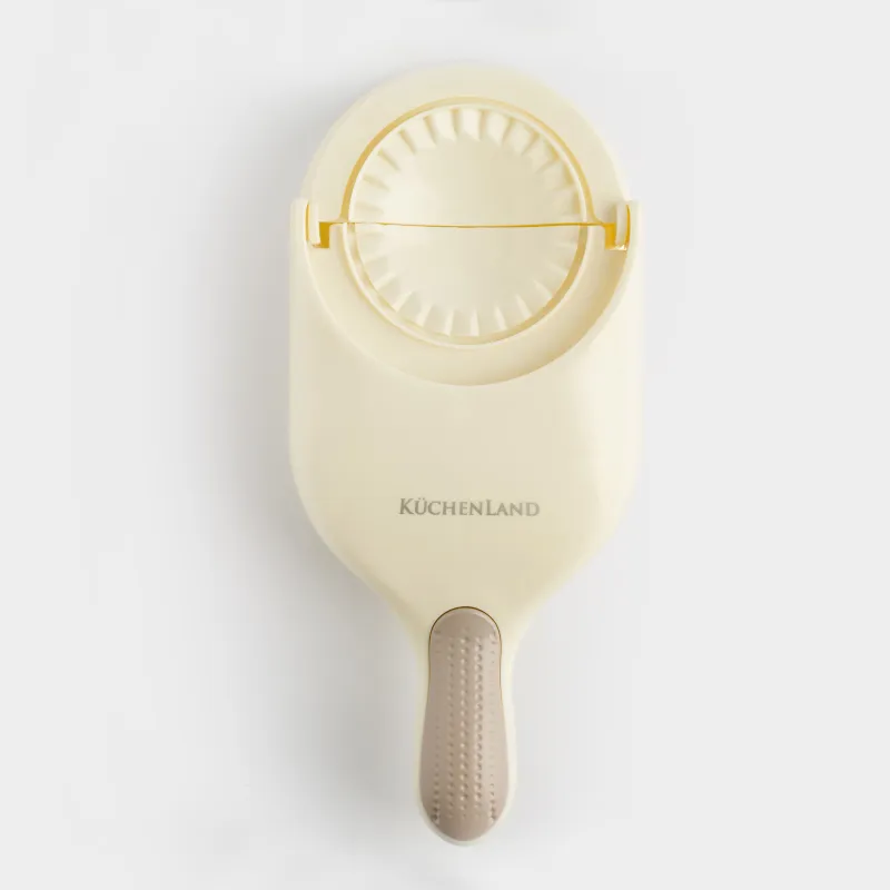 Форма для лепки вареников, 25х10 см, 2 в 1, с ручкой, пластик, бежевая, Bakery