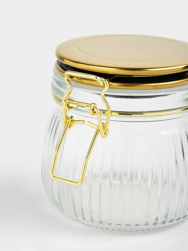 Банка для сыпучих продуктов, 500 мл, клипса, Ribby gold, image-3