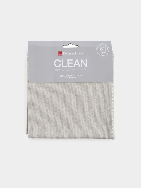 Тряпка для стекла, пластика и зеркал, 32х32 см, 2 шт, Clean, image-2