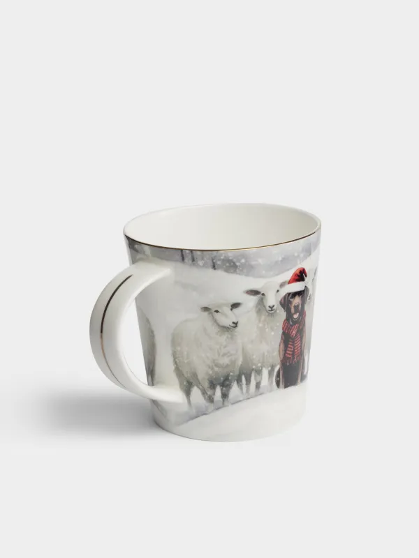 Кружка, 450 мл, Собака и овечки, Christmas dog, image-1