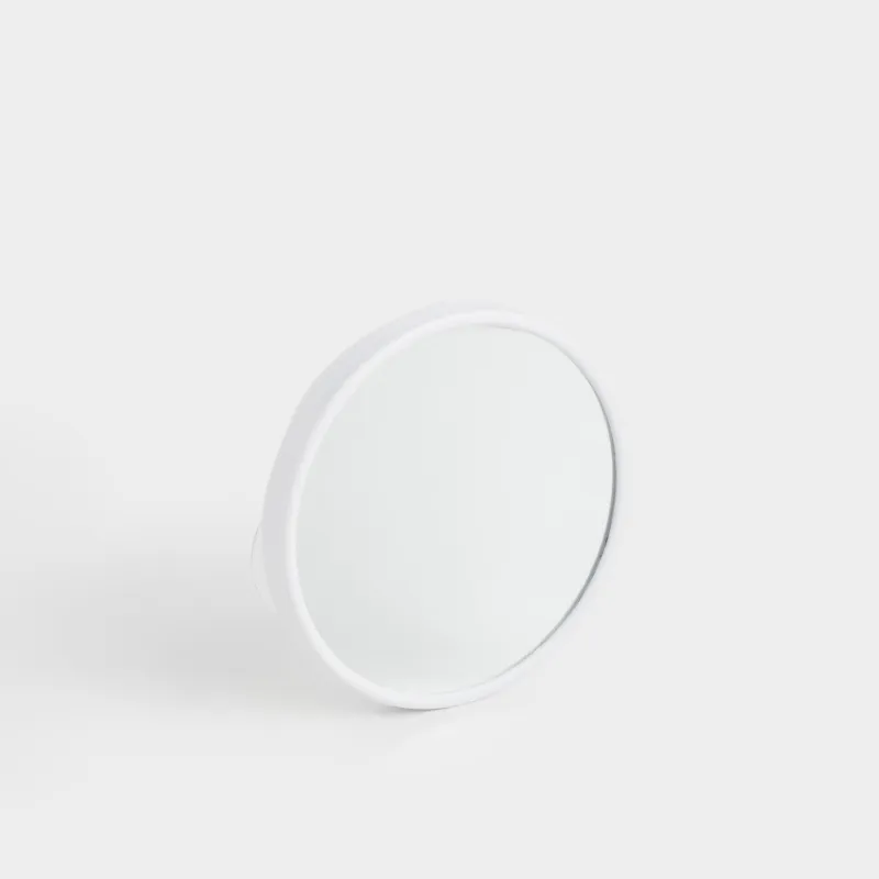 Зеркало подвесное, 13/12 см, увеличительное, на присосках, пластик, круглое, белое, Vesta