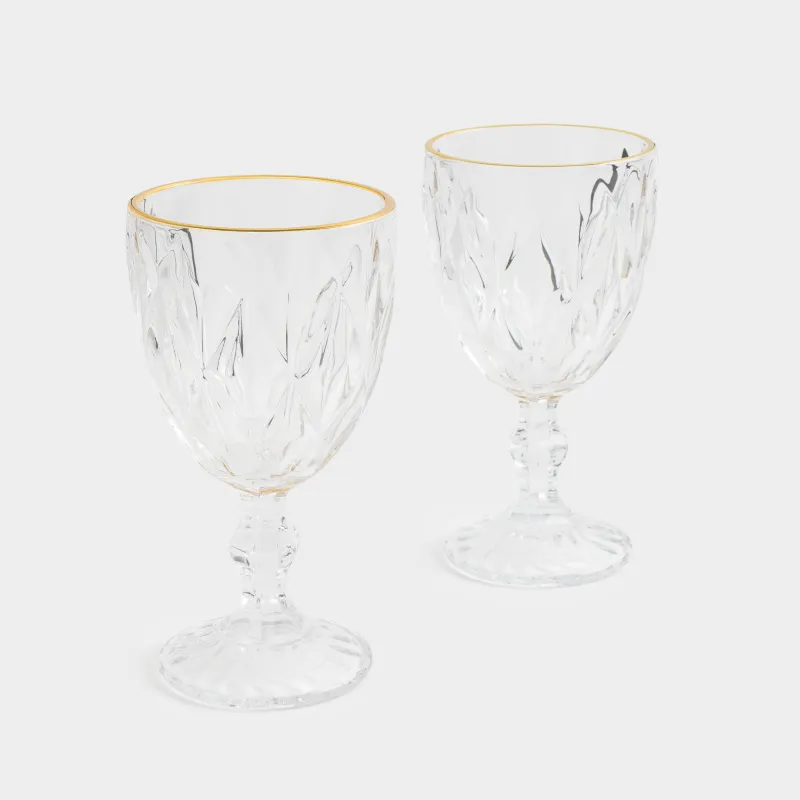 Бокал-кубок для вина, 300 мл, 6 шт, стекло Р, с золотистым кантом, Rhomb gold, image-4