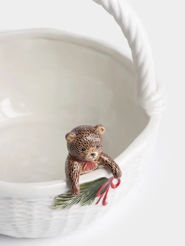 Конфетница, 20х20 см, с ручкой, Мишка с елкой, Christmas lamb, image-1