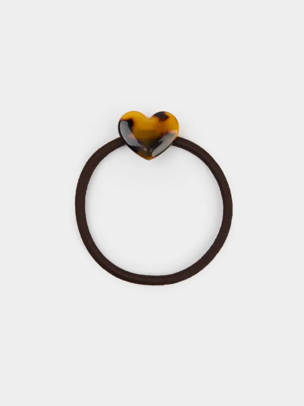 Резинка для волос, 6 см, акрил, коричневая, Сердце, Glam, image-0