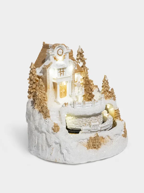 Статуэтка с подсветкой, 18х20 см, анимированная, Поезд, Christmas style, image-2