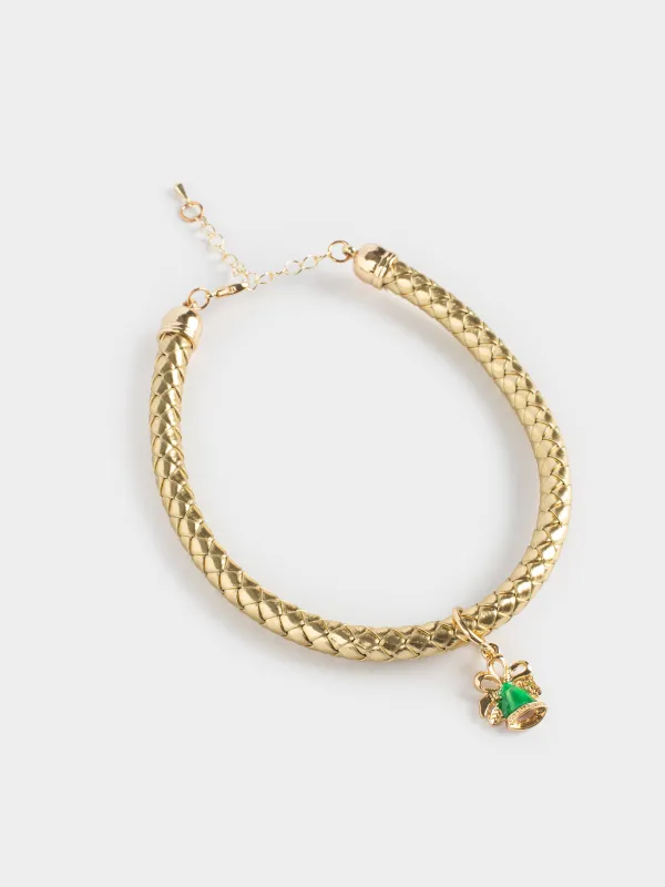 Ошейник для животных, 27/35 см, декоративный, полиуретан/металл, золотистый, Golden pet, image-1