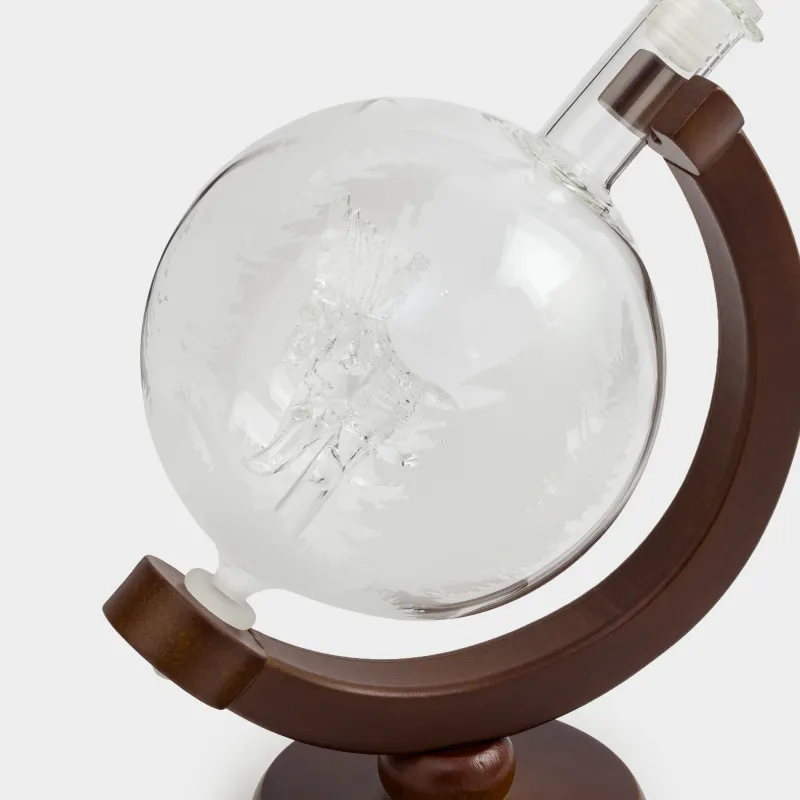 Графин, 650 мл, на подставке, стекло/дерево, Глобус с лосем, Bar, image-1