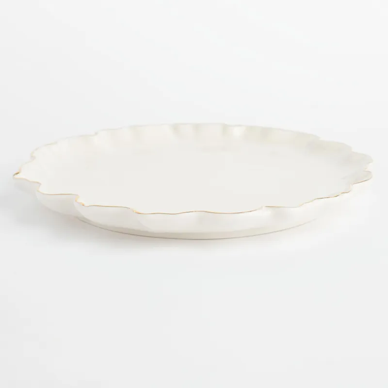 Тарелка закусочная, 20 см, фарфор P, с золотистым кантом, Мятый эффект, Crumple gold, image-2