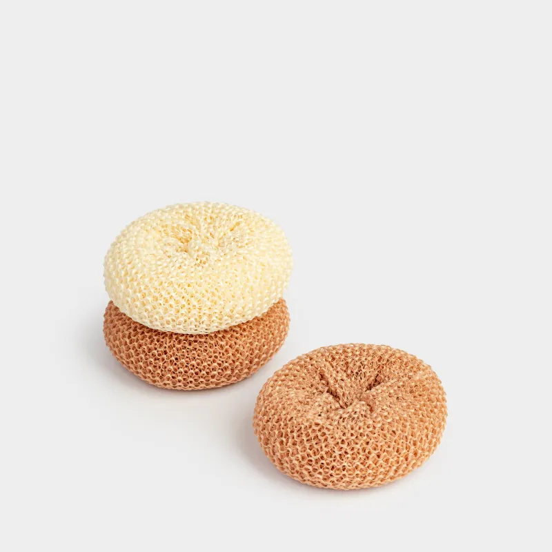 Губка для уборки, 8 см, 3 шт, растительное волокно, бежевая/коричневая, Clean