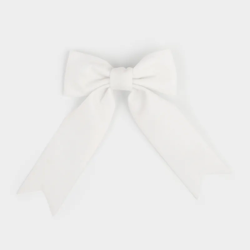 Украшение декоративное, 15х18 см, на клипсе, полиэстер, молочное, Бант, Bow velvet