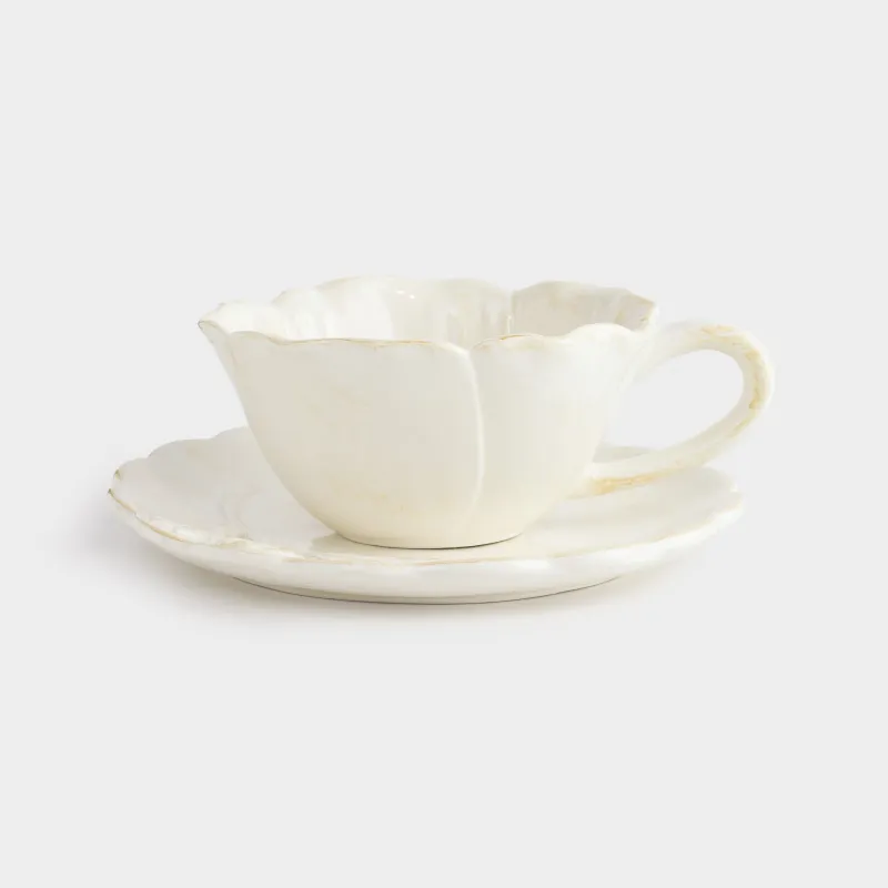 Пара чайная, 1 перс, 2 пр, 320 мл, керамика D, молочно-бежевая, Цветок, Bloome, image-3