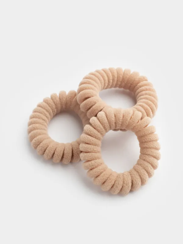 Резинка для волос, 4 см, 3 шт, полиэстер/ТПУ, бежевая, Спираль, Helix, image-1