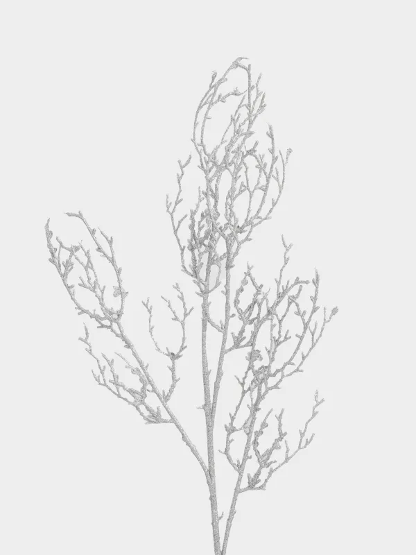 Ветка декоративная, 90 см, полиэтилен, Серебристая ветка, Sparkle decor, image-1