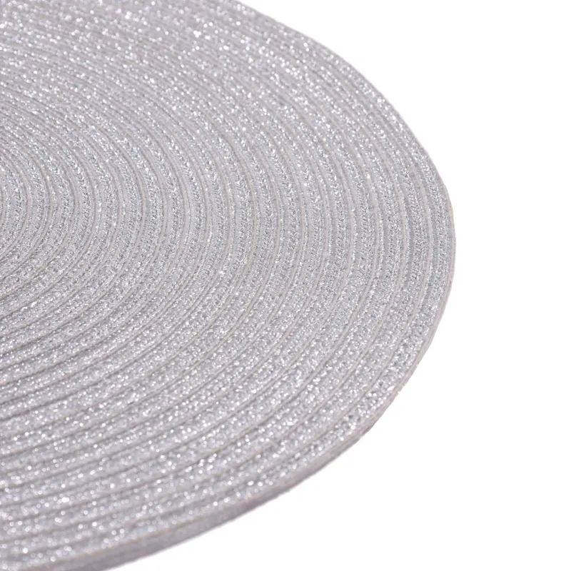 Салфетка под приборы, 38 см, полиэстер, круглая, серебристая, Rotary shine, image-1