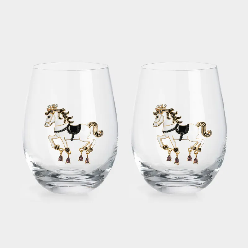 Стакан, 12 см, 500 мл, 2 шт, стекло/металл, Лошадь, Verset
