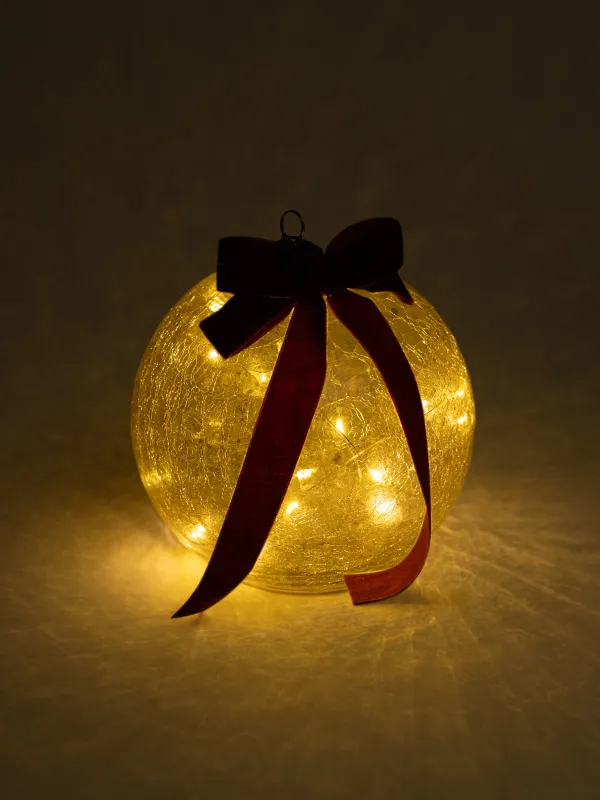 Светильник декоративный, 15 см, Шар с бантом, Ice christmas, image-3
