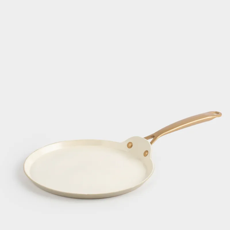 Сковорода блинная, 24 см, с покрытием, алюминий, молочная, Piatto gold