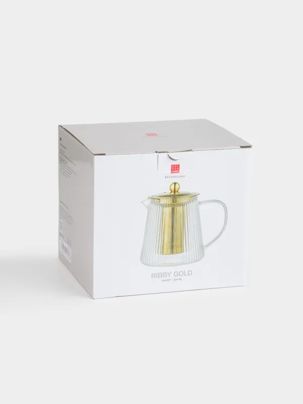 Чайник заварочный, 930 мл, стекло Б/сталь, золотистый, Ribby gold, image-4
