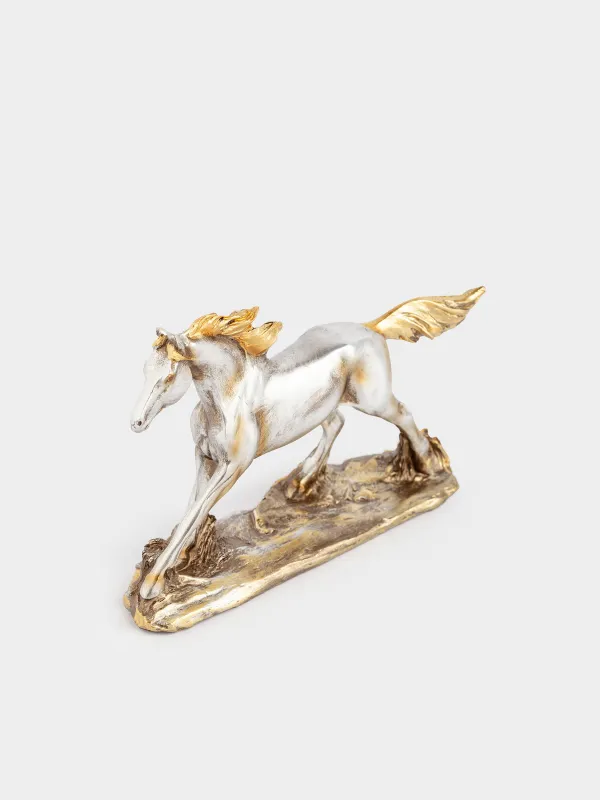 Статуэтка, 18x12 см, полирезин, серебристо-золотистая, Лошадь, Horse gold, image-3