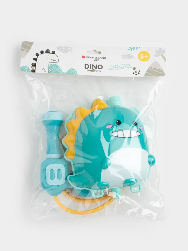 Пистолет водяной, 17 см, с рюкзаком-резервуаром для воды, пластик, голубой, Динозавр, Dino, image-3