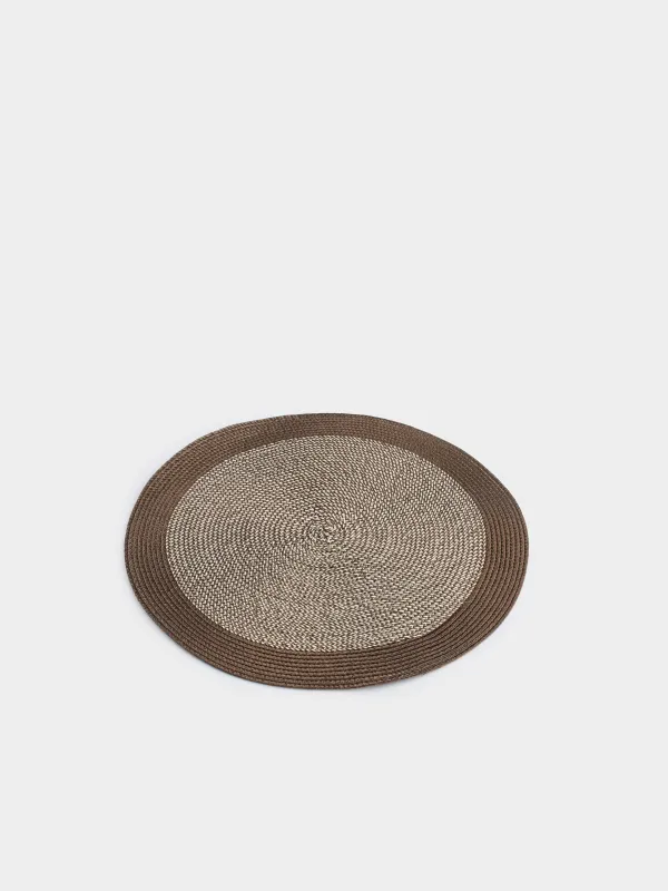 Салфетка под приборы, 38 см, полипропилен, круглая, бежево-коричневая, Circle, image-1