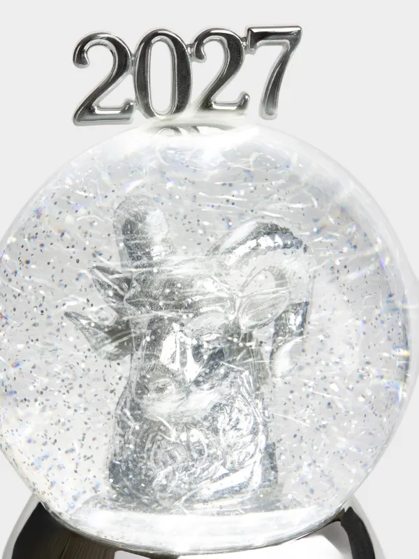 Снежный фонарь, 18 см, с подсветкой, Коза в шаре, Silver style, image-1