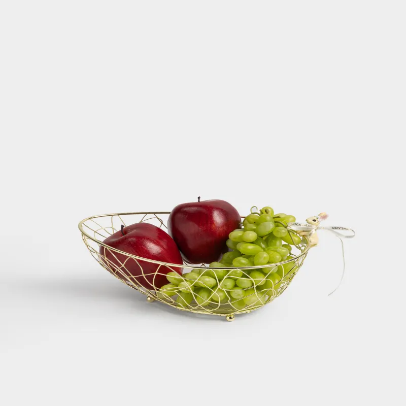 Корзина для фруктов, 25х18 см, металл/полирезин, золотистая, Кролик, Twist gold, image-4