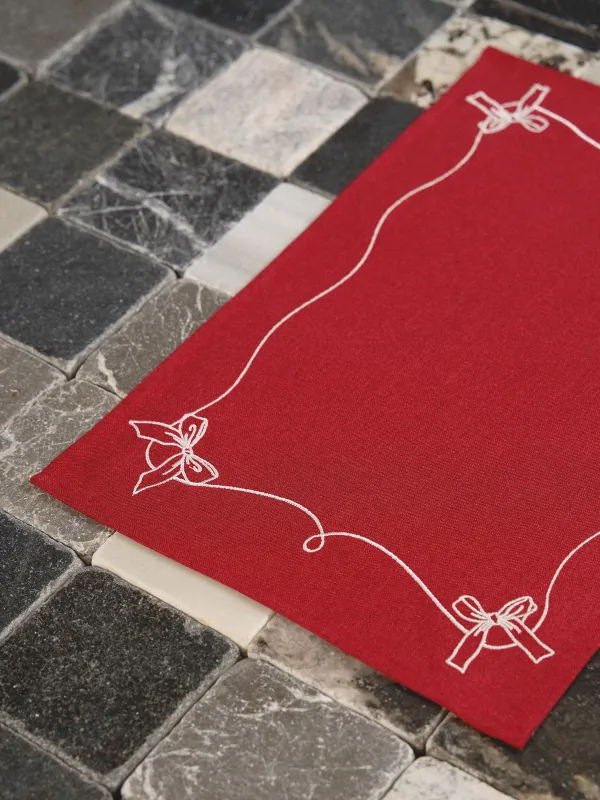 Салфетка под приборы, 30х45 см, полиэстер, прямоугольная, красная, Банты, Bow color, image-7