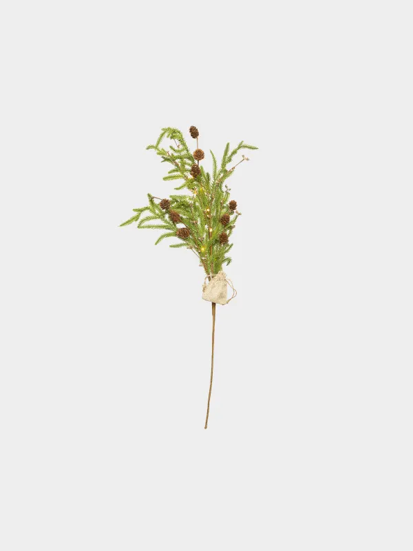 Ветка декоративная, 83 см, с подсветкой, Хвоя с шишками, Conifer decor, image-0