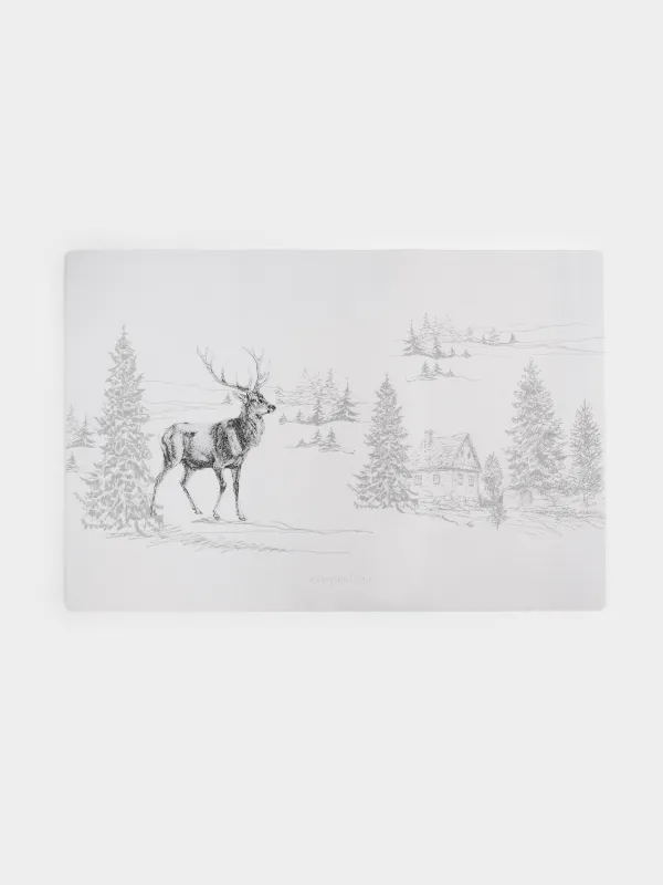 Салфетка под приборы, 30х45 см, Олень и домик, Rock print, image-0