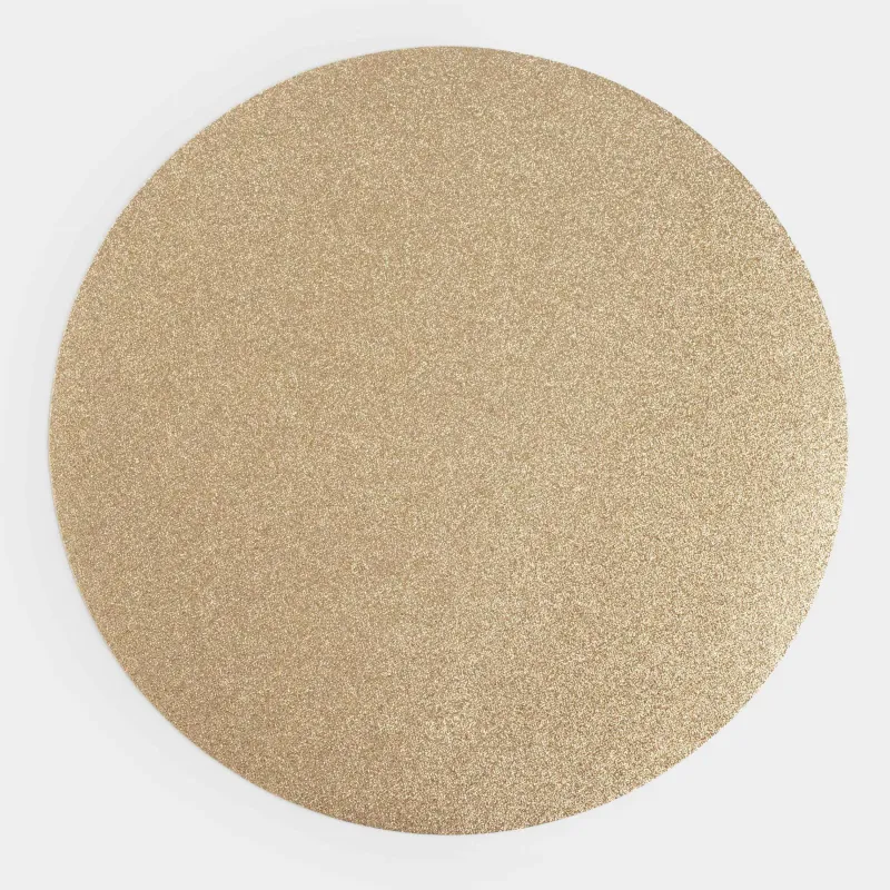 Салфетка под приборы, 38 см, ПВХ, круглая, золотистая, Glitter mat