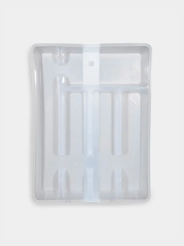 Лоток для столовых приборов, 37х27 см, 7 отд, раздвижной, пластик, бело-серый, Keeping, image-0