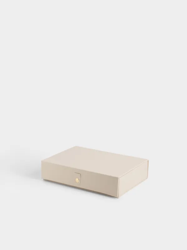 Шкатулка для украшений, 25х16 см, искусственная кожа/МДФ, бежевая, Premiere one, image-0