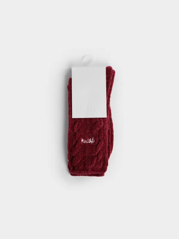 Высокие носки из фактурного шенилла с вышивкой, Knitted chenill, image-5