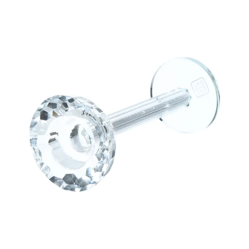 Подсвечник, 18 см, для чайной/тонкой свечи, на ножке, стекло/стразы, Кристалл, Crystal, image-1