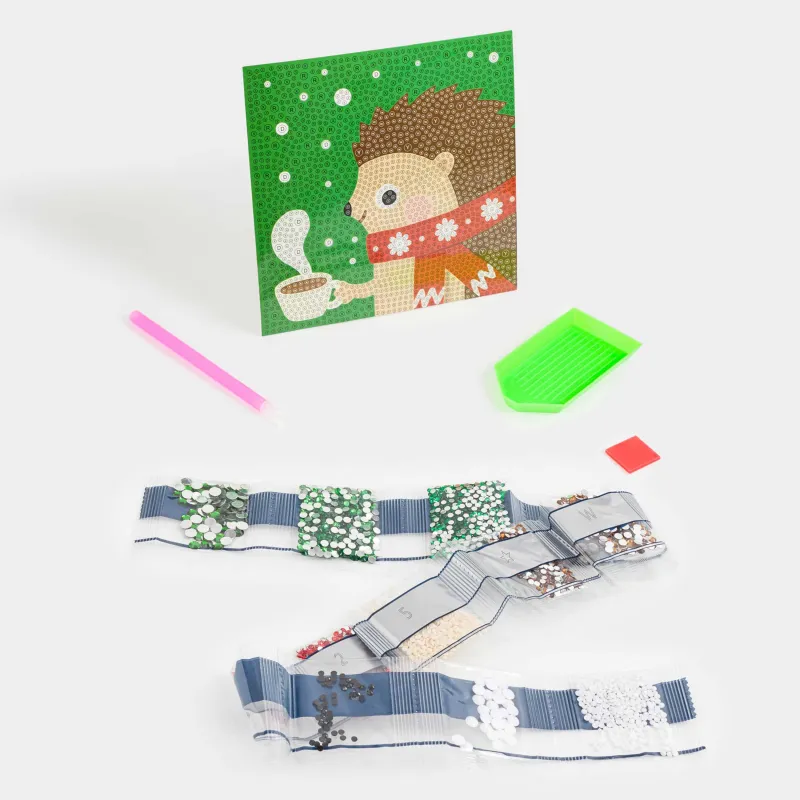 Набор для творчества, 15x15 см, рукоделие, стразы, Ежик в шарфе, Creative shiny, image-0