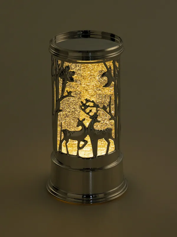 Снежный фонарь, 19 см, с подсветкой, пластик, серебристый, Лес, Silver style, image-5