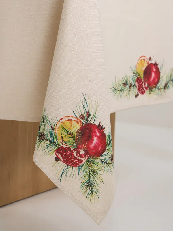 Скатерть, 160х160 см, полиэстер, песочная, Гранаты и апельсины, Christmas miracle, image-5