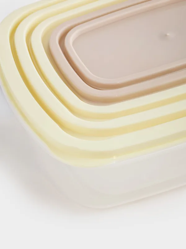 Набор контейнеров, 5 шт, пластик, прямоугольный, молочный/серо-коричневый, Rista, image-4