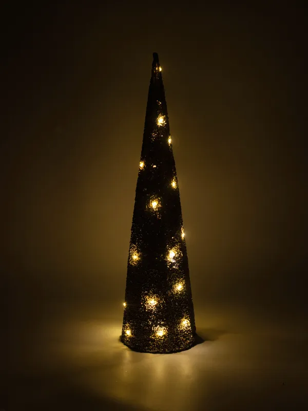 Ель-конус, 60 см, с подсветкой, полиэстер/металл, шампань, Заснеженная ель, Frosty sparks, image-5