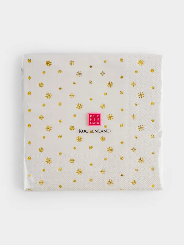 Салфетки бумажные, 33х33 см, Snowfall gold, image-4