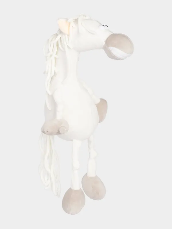 Игрушка, 45 см, мягкая, полиэстер, белая, Конь, Horse toy, image-1