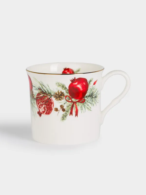 Кружка, 300 мл, 2 шт, фарфор F, белая, Апельсины/Гранаты, Christmas miracle, image-4