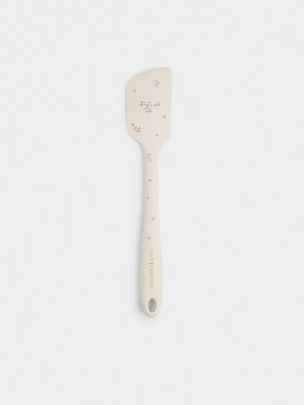 Лопатка-шпатель, 28 см, силикон, молочная, Нежные цветы, El floria, image-0