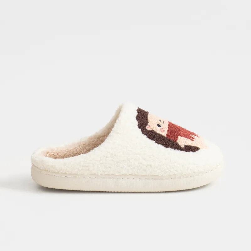 Тапочки женские, домашние, искусственный мех, молочные, Ежики, Needed