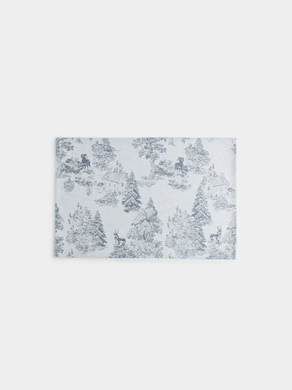 Салфетка под приборы, 30х45 см, из жаккарда, Дома в лесу, Winter houses, image-0